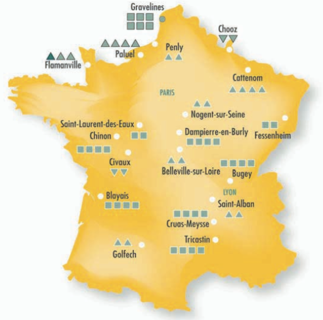 Carte des centrales nucléaires (©ASN) Carte des centrales nucléaires (©ASN)